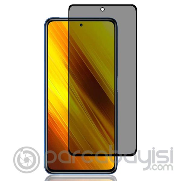 Xiaomi Poco X3 3D Full Privacy Gizlilik Tempered Cam Ekran Koruyucu