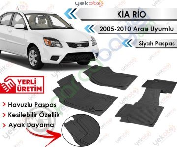 Kia Rio 2005-2010 Arası Uyumlu Havuzlu Kesilebilir Siyah Paspas