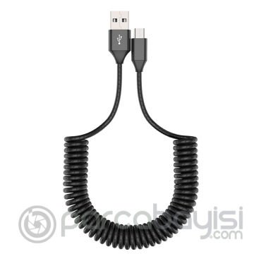 Spiral Micro Usb Android 3.0A Hızlı Şarj Halat Usb Kablo 1.8mm