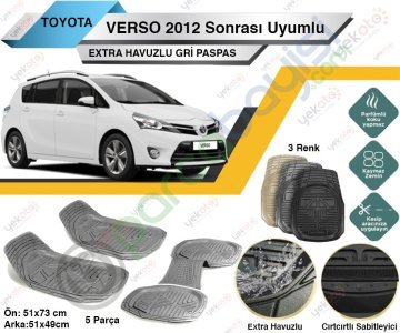 Toyota Verso 2012 Sonrası Uyumlu Extra Havuzlu Kesilebilir Gri Paspas