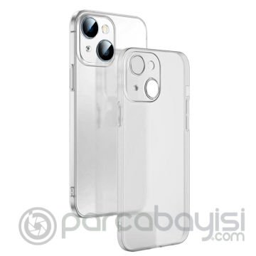 Ally iPhone 14 6.1inch Frosted Glass Şeffaf Kamera Korumalı Kılıf