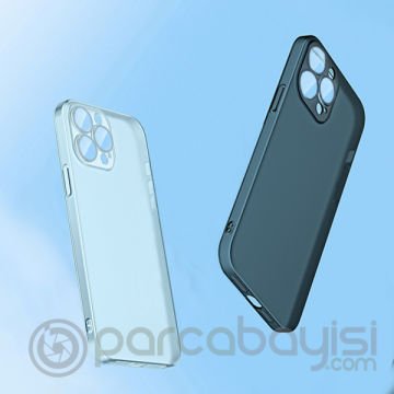 Ally iPhone 14 6.1inch Frosted Glass Şeffaf Kamera Korumalı Kılıf