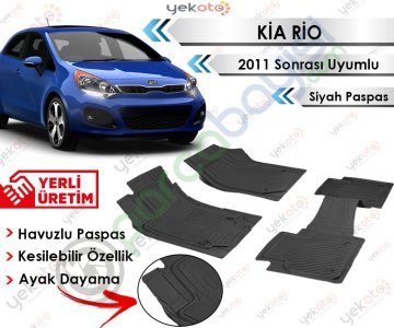 Kia Rio 2011 Sonrası Uyumlu Havuzlu Kesilebilir Siyah Paspas