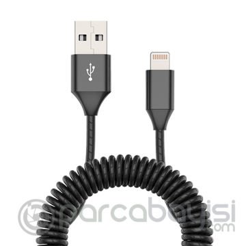 Spiral İPhone11,11Pro XS,XR 7-8 3.0A Hızlı Şarj Halat Usb Kablo 1.8MM