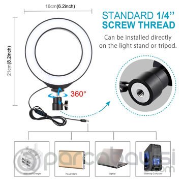 PULUZ Tripod 16cm Çift Telefon tutucu 6.2CM Led Işık Stand Youtuber,Canlı Yayın Selfie TikTok Makeup