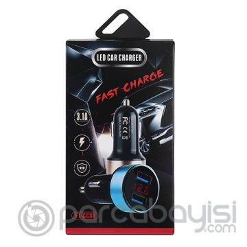 ALLY 3.1A Hızlı Çift Usb Dijital Ekran Araba-Araç Şarj Cihaz