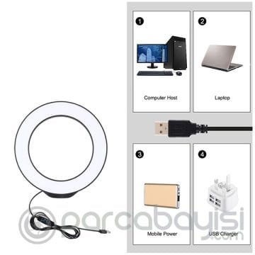 PULUZ 6.2 inç PKT3059 Ring Light Led Işık 16cm Stand Youtuber Çekim Işığı