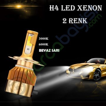 H4 Led Xenon Çift Renk Beyaz-Sarı Kaliteli Şimşek Etkili Xenon