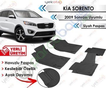 Kia Sorento 2009 Sonrası Uyumlu Havuzlu Kesilebilir Siyah Paspas
