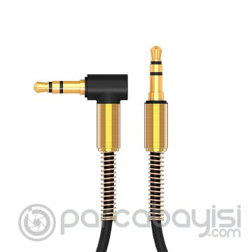 Spiral Eğik Başlı Araç Ses Aktarım Kablosu 3.5MM Aux Kablo 1.50mm