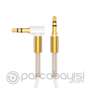 Spiral Eğik Başlı Araç Ses Aktarım Kablosu 3.5MM Aux Kablo 1.50mm