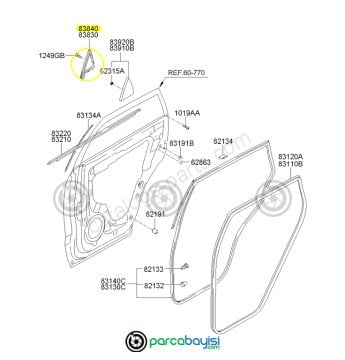 Kia Sportage Kelebek Cam Bakalit Dış Sağ Orjinal | 838401F001