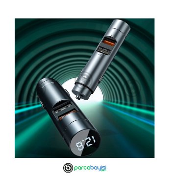 Baseus 18W Hızlı Şarj Column Bluetooth 5.0 Araç MP3 Dual Usb Araç Şarjı