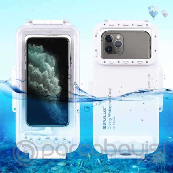 PULUZ İPhone İçin 45m Su Geçirmez Dalışm Kılıfı iP11-11 Pro XS Max 7-8-6S
