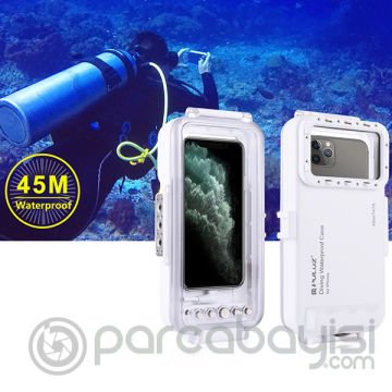 PULUZ İPhone İçin 45m Su Geçirmez Dalışm Kılıfı iP11-11 Pro XS Max 7-8-6S