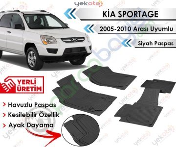 Kia Sportage 2005-2010 Arası Uyumlu Havuzlu Kesilebilir Siyah Paspas