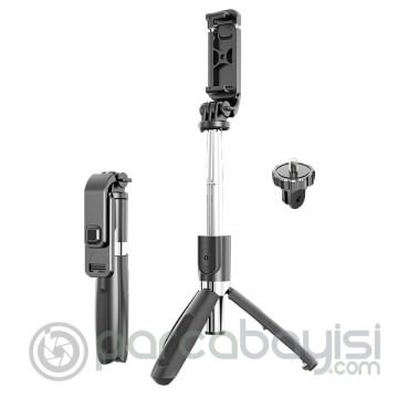 ALLY L02 4İN1 Selfie Çubuğu Özçekim Tripod Çubuğu Bluetooth Uzaktan Kumandalı