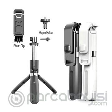 ALLY L02 4İN1 Selfie Çubuğu Özçekim Tripod Çubuğu Bluetooth Uzaktan Kumandalı