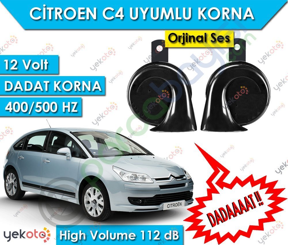 Citroen C4 Uyumlu 12V Dadat Korna 400/500 Hz 112 Db High Volume 2 Adet
