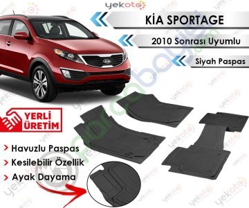Kia Sportage 2010 Sonrası Uyumlu Havuzlu Kesilebilir Siyah Paspas