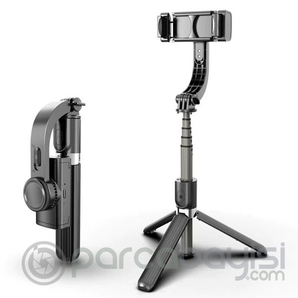 ALLY L08 Gimbal 3 Eksenli Telefon ve Kamera Sabitleyici Bluetooth Selfie Vlog Tripod