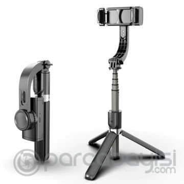 ALLY L08 Gimbal 3 Eksenli Telefon ve Kamera Sabitleyici Bluetooth Selfie Vlog Tripod