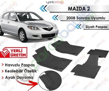 Mazda 2 2008 Sonrası Uyumlu Havuzlu Kesilebilir Siyah Paspas