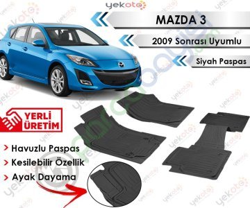 Mazda 3 2009 Sonrası Uyumlu Havuzlu Kesilebilir Siyah Paspas