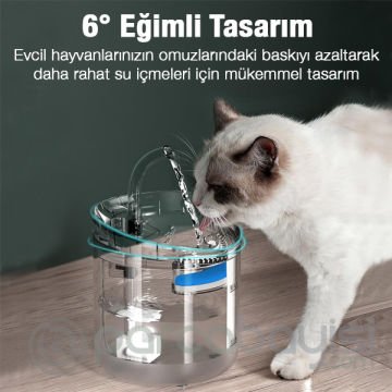 Ezere Kedi ve Köpek için Su Çeşmesi Otomatik USB Su Pınarı 1.8L Şeffaf