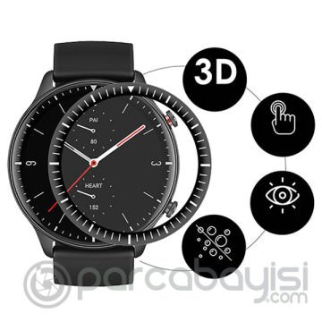 Amazfit GTR 2 3D PC+PMMA HD Ekran Koruyucu Full Kaplama