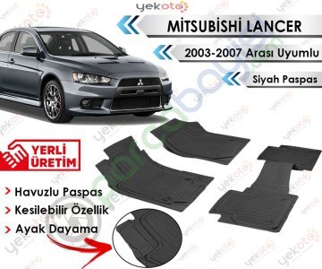 Mitsubishi Lancer 2003-2007 Arası Uyumlu Havuzlu Kesilebilir Siyah Paspas