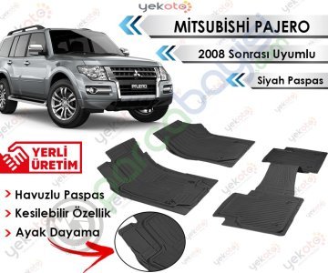 Mitsubishi Pajero 2008 Sonrası Uyumlu Havuzlu Kesilebilir Siyah Paspas