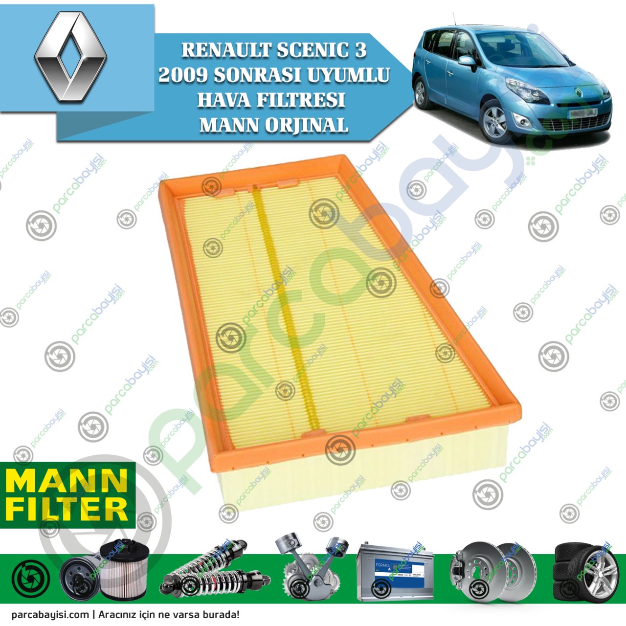 Renault Scenic Hava Filtresi 2009 Sonrası Uyumlu Orjinal Mann 165465434R