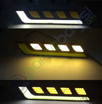 Gündüz Farı Beyaz Isık Turuncu Sinyalli L Model Power Ledli Gündüz Ledi 2 Adet