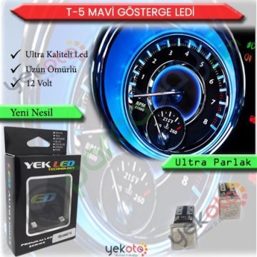 Yekled T5 Ampul Led Mavi Işık Gösterge Panel Ampul Aydınlatma 2 Adet