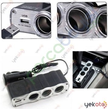 Çakmaklık Çoklayıcı Usb 5V Şarj Girişli 3 Port + 1 Usb Şarj Girişli Çakmaklık Çoğaltıcı