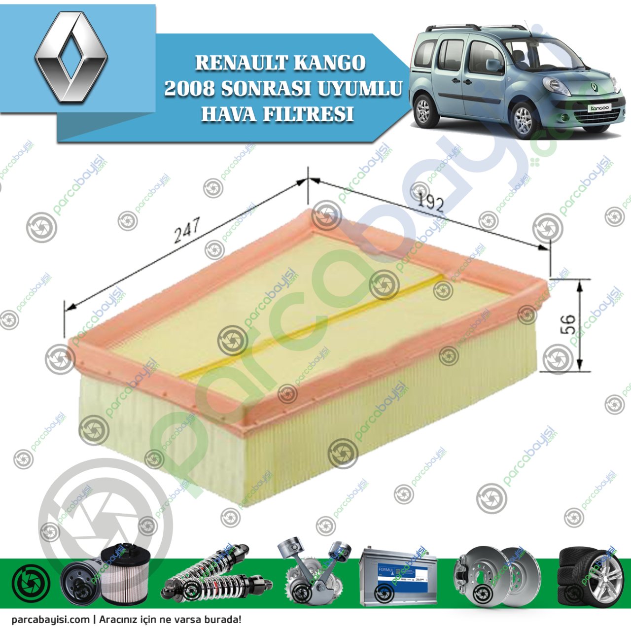 Renault Kango Hava Filtresi 2008 Sonrası Uyumlu 8200820859