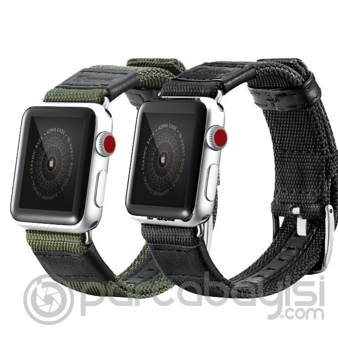 Ally Apple Watch 7-8 45mm 6-5-4 44mm Jeep Nylon Kayış Kordon 3-2-1 42mm
