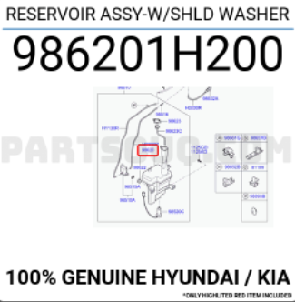 Kia Ceed Cam Yıkama Silecek Su Deposu Orjinal | 986201H200
