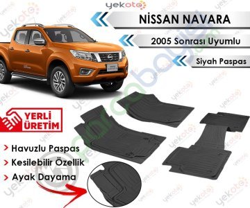 Nissan Navara 2005 Sonrası Uyumlu Havuzlu Kesilebilir Siyah Paspas