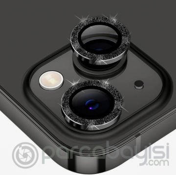 ALLY iPhone 14-14 Plus Diamond Taş İşlemeli Alüminyum Alaşımlı Kamera Lens Koruyucu