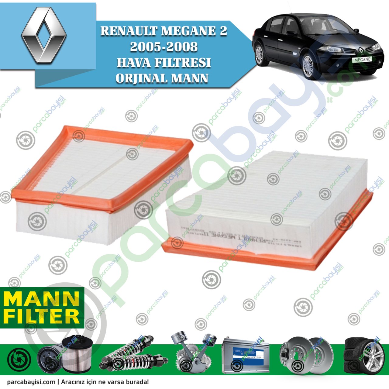 Renault Megane 2 Hava Filtresi Orjinal Mann 8200378889