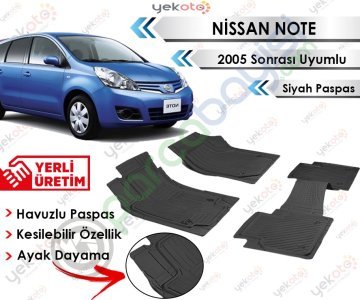 Nissan Note 2005 Sonrası Uyumlu Havuzlu Kesilebilir Siyah Paspas