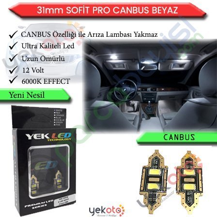 Yekled 31Mm Japon Ampul Led Beyaz Işık İç Tavan Plaka Aydınlatma Sofit Ampul Arıza Işığı Yakmaz Pro Canbus 2 Adet