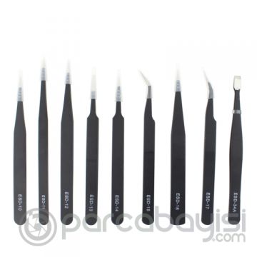 ESD 10 Hassas Elektronik Cımbız Seti Antistatik Çelik Tweezer Set