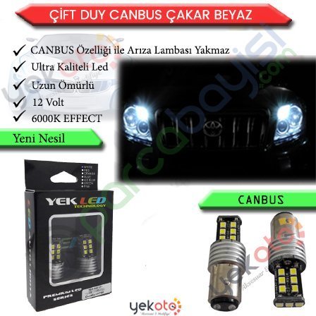 Yekled 1157 Çift Duy Çakarlı 15 Led Beyaz Işık Canbus Stop Fren Lamba Gündüz Farı Arıza Kesici 2 Adet