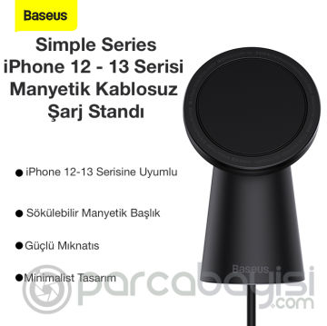 Baseus Simple iPhone 14 -13-12 Serisi Manyetik Kablosuz Şarj Standı