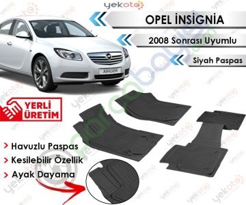Opel İnsignia 2008 Sonrası Uyumlu Havuzlu Kesilebilir Siyah Paspas