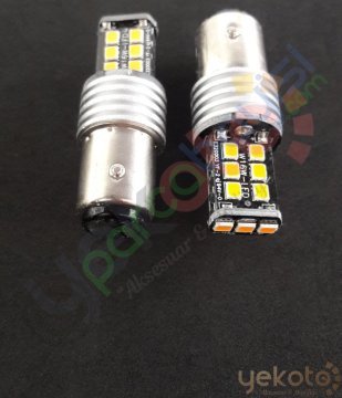 Yekled 1157 Çift Duy Ampul Led Turuncu/Amber Işık Canbus Gündüz Farı Arıza Kesici 15 Led 2 Adet