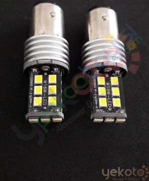 Yekled 1157 Çift Duy Ampul Led Beyaz Işık Canbus Stop Fren Lamba Gündüz Farı Arıza Kesici 15 Led 2 Adet